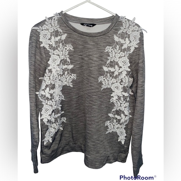 Project Runway Fleece Lined Scuba Lace Sweater | Size L - Picture 1 of 8